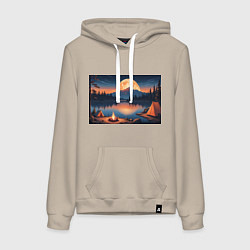 Женская толстовка-худи Костер на берегу озера