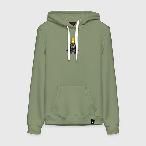 Женская толстовка-худи Барт Симпсон самурай с мечом / Авокадо – фото 1