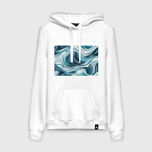Женская толстовка-худи Океан абстракция волны / Белый – фото 1