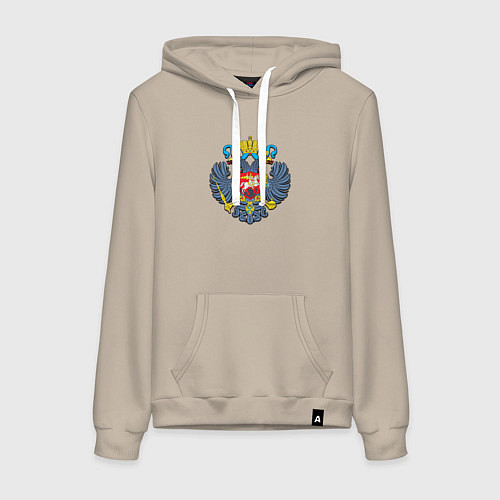 Женская толстовка-худи Герб России орёл / Миндальный – фото 1