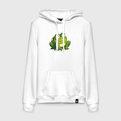Толстовка-худи хлопковая женская Смешная жаба, цвет: белый