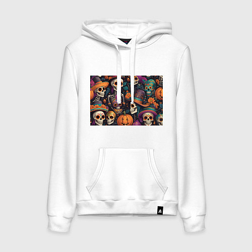 Женская толстовка-худи Хэллоуин страшилки черепа / Белый – фото 1