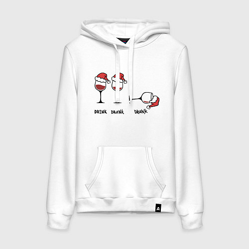 Женская толстовка-худи New Year - Drink drank drunk / Белый – фото 1