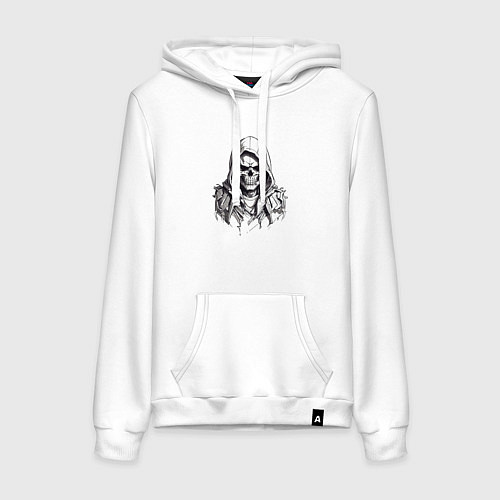 Женская толстовка-худи Череп в капюшоне индейца / Белый – фото 1