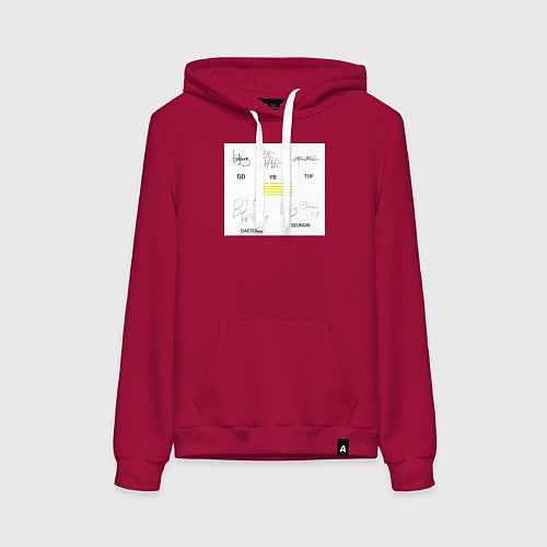 Женская толстовка-худи Big bang подписи участников / Маджента – фото 1