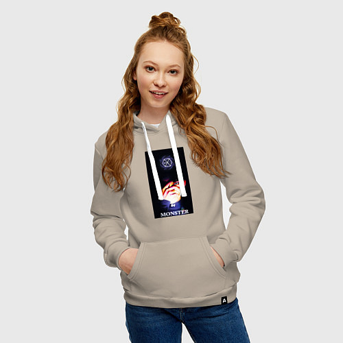Женская толстовка-худи Exo monster / Миндальный – фото 3