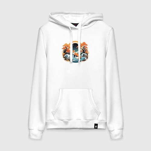 Женская толстовка-худи Осень лисичка / Белый – фото 1