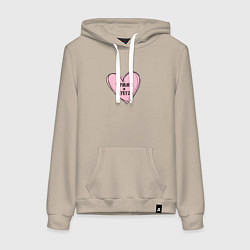 Толстовка-худи хлопковая женская Тараканы и кукуха, цвет: миндальный