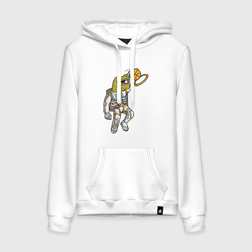 Женская толстовка-худи Динозавр баскетболист / Белый – фото 1