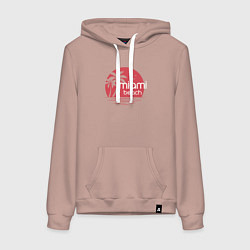Толстовка-худи хлопковая женская Пляж Майами, цвет: пыльно-розовый