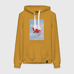 Толстовка-худи хлопковая женская Евангелион Синдзи Икари Рей Аянами, цвет: горчичный