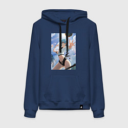 Толстовка-худи хлопковая женская Геншин Эола Лоуренс волейбол, цвет: тёмно-синий