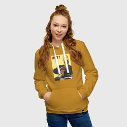 Толстовка-худи хлопковая женская Пародия на плакаты СССР Гомер Симпсон, цвет: горчичный — фото 2