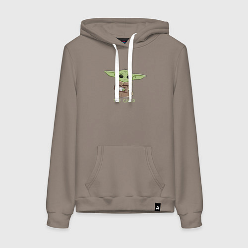 Женская толстовка-худи Маленький Йода / Утренний латте – фото 1