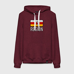 Толстовка-худи хлопковая женская Region 15, цвет: меланж-бордовый