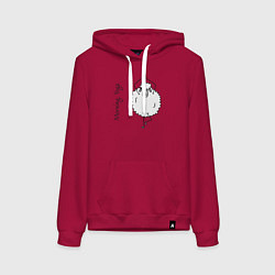 Толстовка-худи хлопковая женская Йога овечка, цвет: маджента