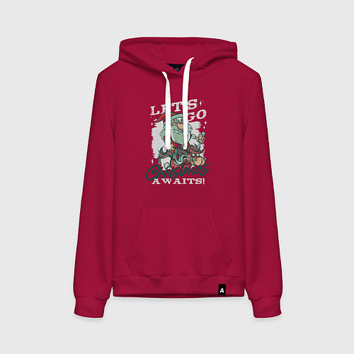 Женская толстовка-худи Рождество ждет / Маджента – фото 1