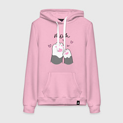 Толстовка-худи хлопковая женская Кошка - мама, цвет: светло-розовый