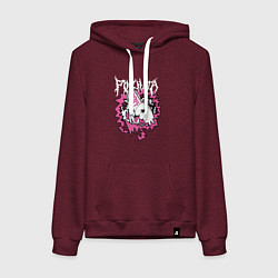 Толстовка-худи хлопковая женская Человек-бензопила Почита бензопила, цвет: меланж-бордовый