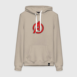 Толстовка-худи хлопковая женская Мстители логотип, цвет: миндальный