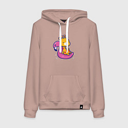 Толстовка-худи хлопковая женская Жираф в бассейне, цвет: пыльно-розовый