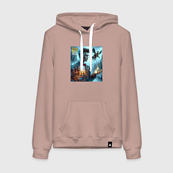 Толстовка-худи хлопковая женская Harry Potter wizard - cyberpunk, цвет: пыльно-розовый