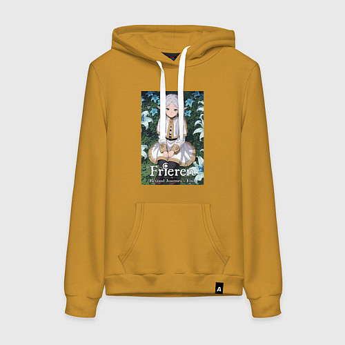 Женская толстовка-худи Фрирен в лилиях / Горчичный – фото 1