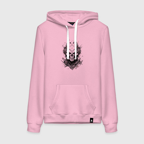 Женская толстовка-худи Кибернетический череп / Светло-розовый – фото 1