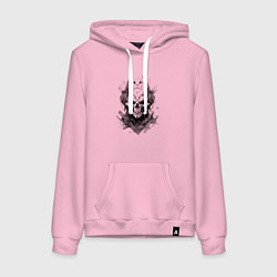 Толстовка-худи хлопковая женская Кибернетический череп, цвет: светло-розовый