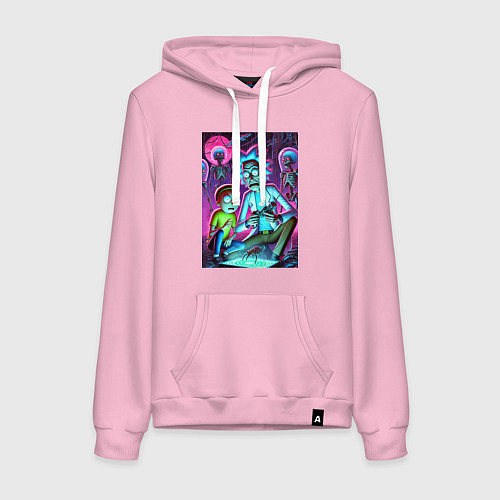 Женская толстовка-худи Рик и Морти изучают инопланетное насекомое / Светло-розовый – фото 1