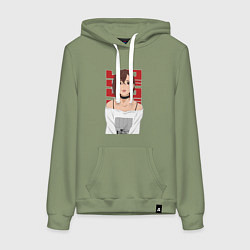 Толстовка-худи хлопковая женская Дандадан: Момо, цвет: авокадо