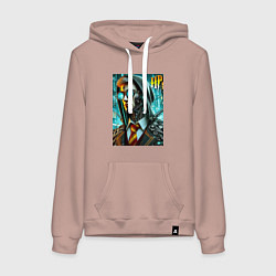 Толстовка-худи хлопковая женская Cyber Harry Potter - ai art fantasy, цвет: пыльно-розовый