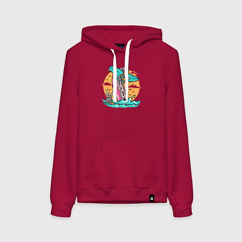 Женская толстовка-худи Экстремальный серфингист / Маджента – фото 1