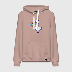 Толстовка-худи хлопковая женская Пеликан с рыбкой, цвет: пыльно-розовый