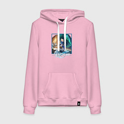 Толстовка-худи хлопковая женская Рысь Ландау, цвет: светло-розовый