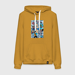 Толстовка-худи хлопковая женская Gong gong gong, цвет: горчичный