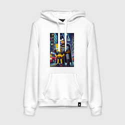 Толстовка-худи хлопковая женская Batsimpson with son Bart - ai art fantasy, цвет: белый