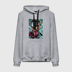 Толстовка-худи хлопковая женская Venom and Eddie - ai art fantasy, цвет: меланж