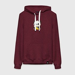 Толстовка-худи хлопковая женская Милая панда с бананом, цвет: меланж-бордовый