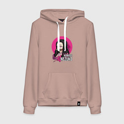 Толстовка-худи хлопковая женская Клинок рассекающий демонов Камадо Незуко, цвет: пыльно-розовый