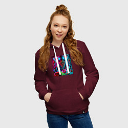 Толстовка-худи хлопковая женская Последствие употребления фастфуда, цвет: меланж-бордовый — фото 2