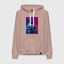 Толстовка-худи хлопковая женская Counter Strike go - neon glow, цвет: пыльно-розовый