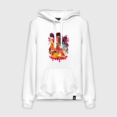 Женская толстовка-худи Игра в кальмара персонажи / Белый – фото 1