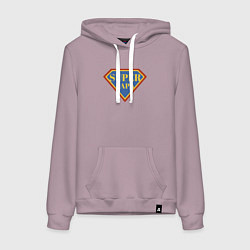 Толстовка-худи хлопковая женская Мой супер папа, цвет: сиреневый