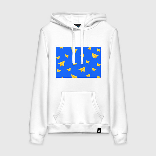 Женская толстовка-худи Желтый самолетик / Белый – фото 1