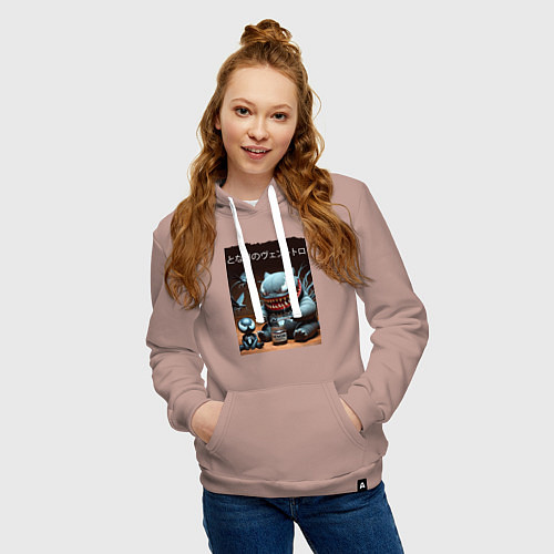 Женская толстовка-худи Мой сосед Вентоторо - коллаба / Пыльно-розовый – фото 3