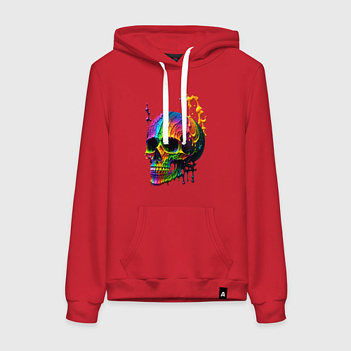 Женская толстовка-худи Череп в краске / Красный – фото 1