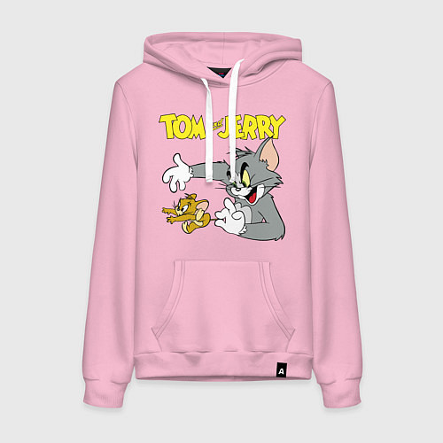 Женская толстовка-худи Том и Джерри - кот и мышь / Светло-розовый – фото 1