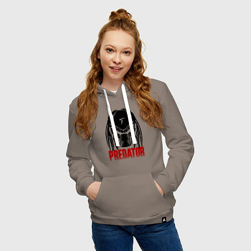 Женская толстовка-худи Хищник - шлем / Утренний латте – фото 3