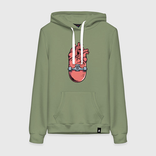 Женская толстовка-худи Скейт в сердце / Авокадо – фото 1